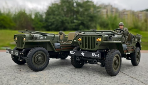 Military 1/16 Scale Full Metal Willys Jeep, 4WD, LED Lights, Alloy