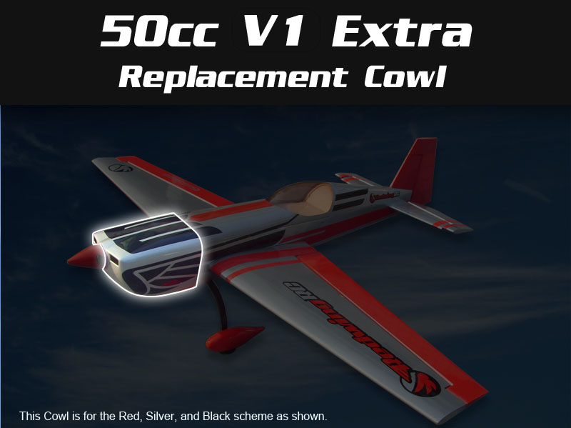 Replacement Cowl and Canopy for 50cc V1 Extra 330 (Red, Silver, Black Scheme)