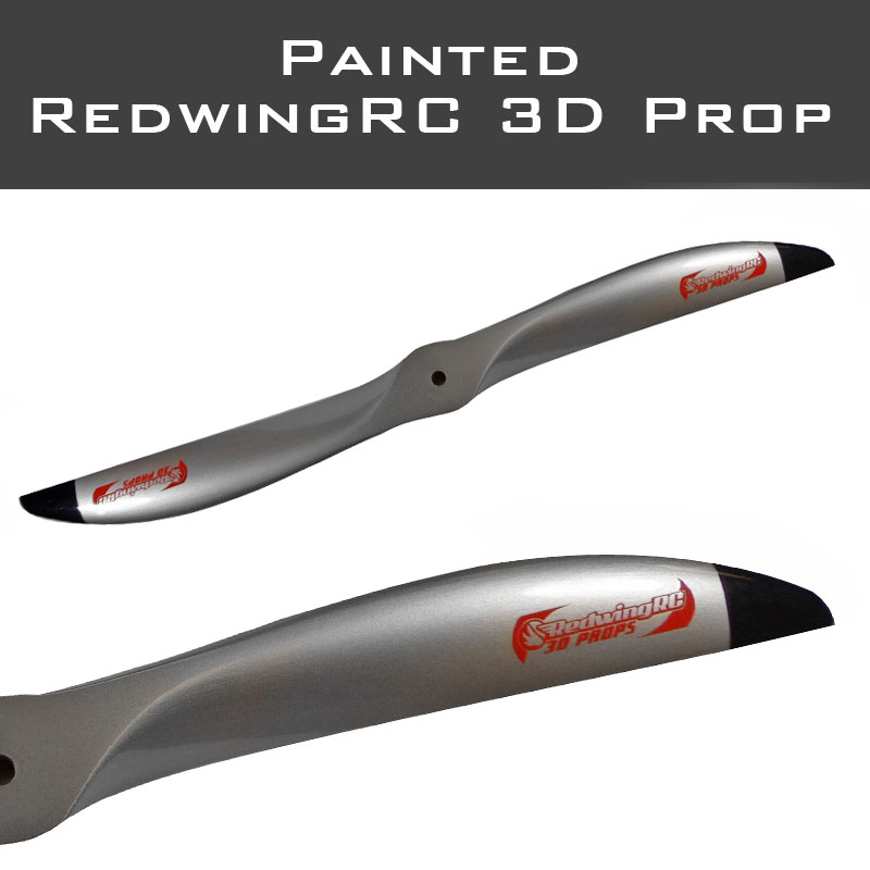 Painted Redwing RC 3D Propeller/Props - SILVER w/ BLACK (15"-32" sizes)