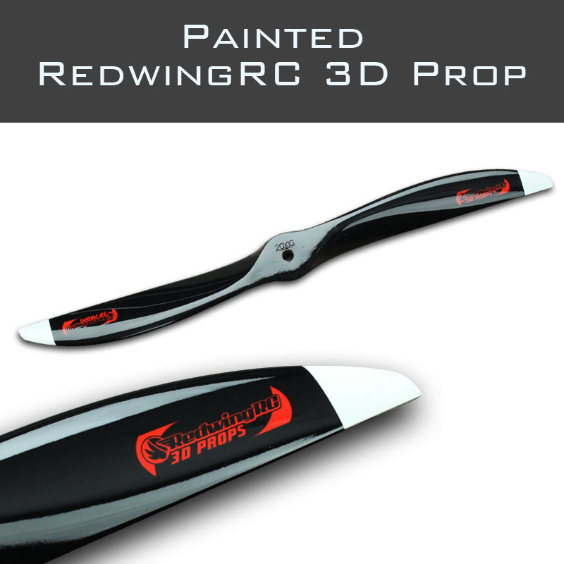 Painted Redwing RC 3D Propeller/Props - BLACK w/WHITE (15"-32" Sizes)