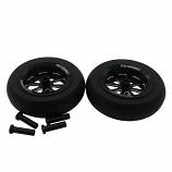 Black FlyWheelz 3.5" (89mm) Eight Spoke PU Wheels (pair) + 2 extra tires 
