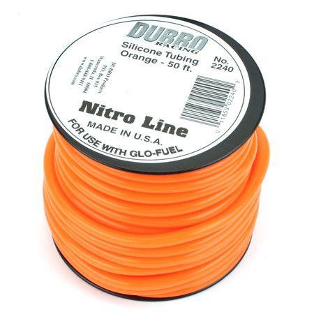 DuBro Nitro Line Silicone Fuel Tubing, Orange 50' 