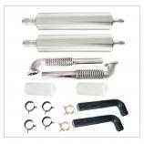 Twin Muffler 50-70cc Canister Rear Exit w/ Flexible Header (EME70 DLE60CC Stinger 40/70 Engine)