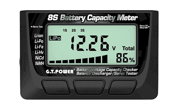 GT Power 8S Battery Capacity Meter ( Battery Voltage Capacity Checker/ Balance Discharger